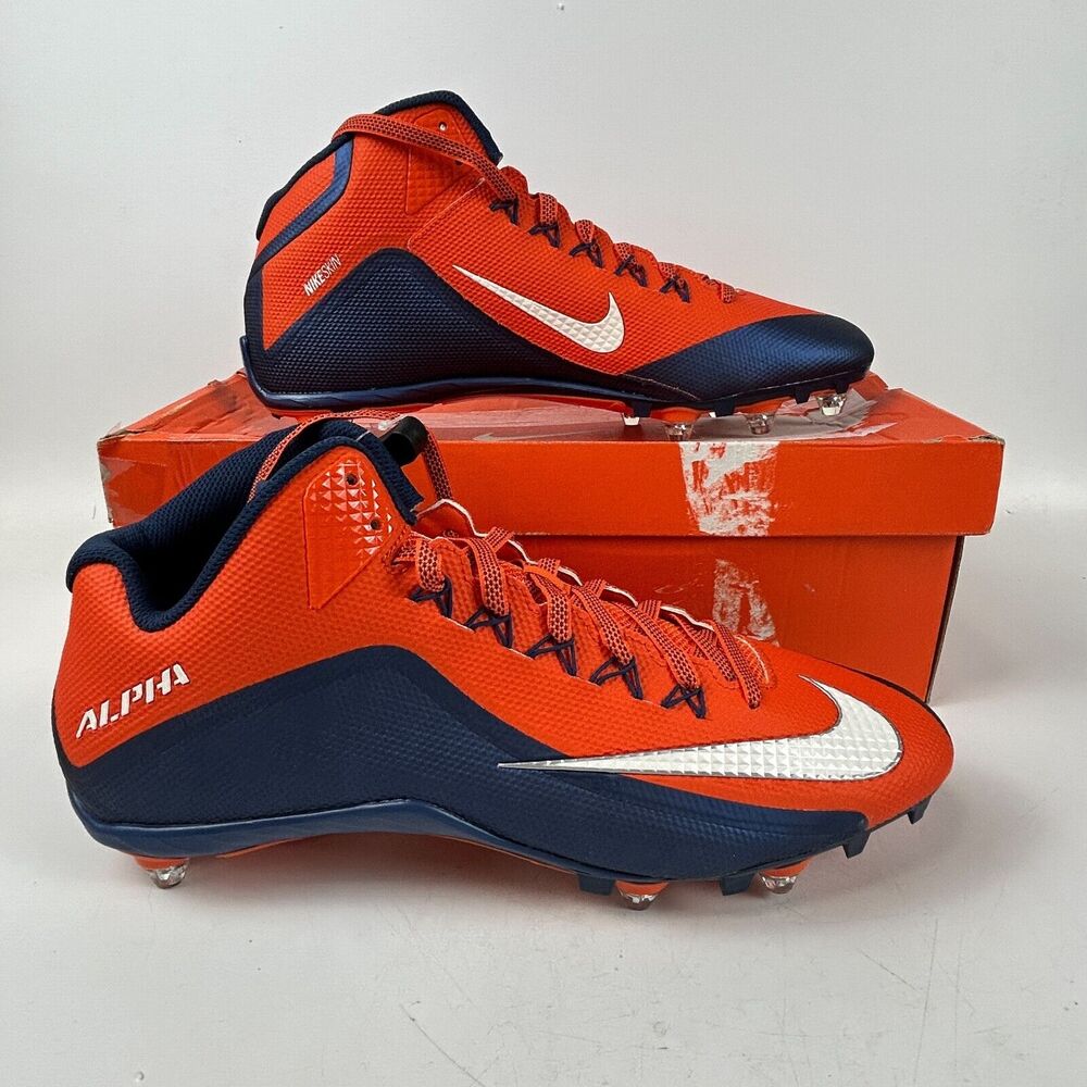 Nike Alpha Pro Football Cleats Men's Size 15 Orange Blue Lace Up - 742766-810‎